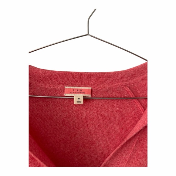 J. Crew Women’s 100% Cashmere Collard V Neck Sweater Pink Grapefruit Medium - Picture 3 of 4